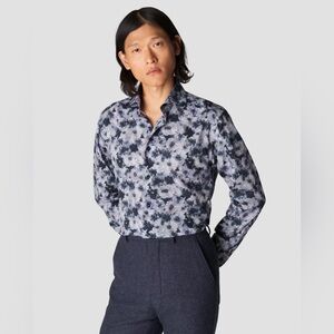 Eton Men’s 39 15.5 Slim Fit Floral Print Cotton Tencel Dress Shirt